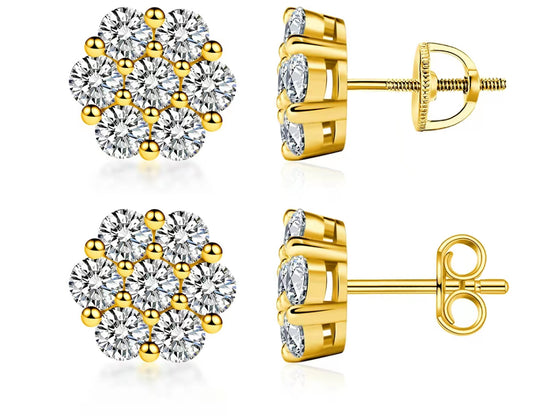 Factory Diamond Honeycomb Earrings 14k white & Yellow Gold