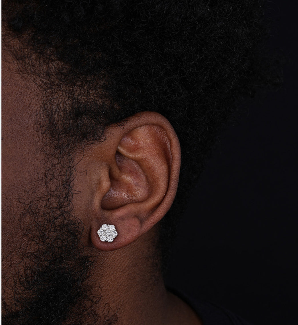 Factory Diamond Honeycomb Earrings 14k white & Yellow Gold