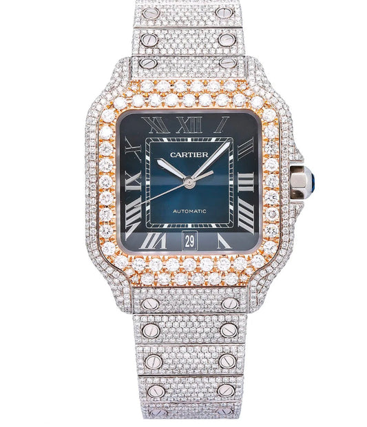 CARTIER SANTOS WSSA0030 40MM BLUE DIAL WITH 17.95 CT DIAMONDS