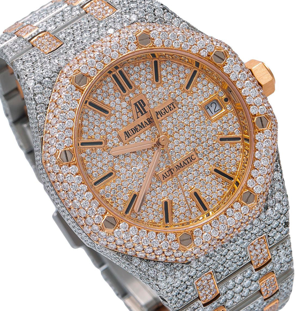 AUDEMARS PIGUET ROYAL OAK SELF WINDING 15450SR.OO.1256SR.01 37MM CHAMPAGNE DIAMOND DIAL WITH 22.75 CT DIAMONDS