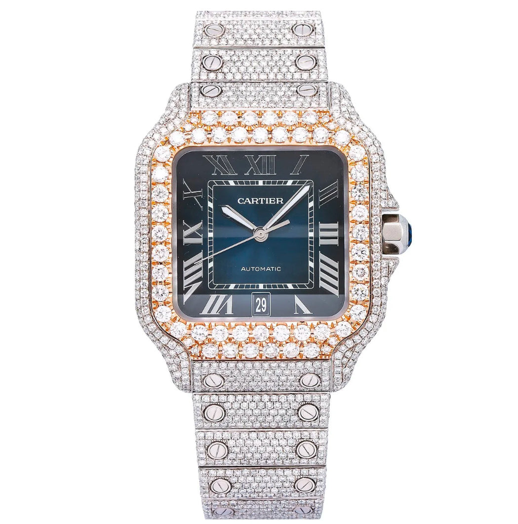 CARTIER SANTOS WSSA0030 40MM BLUE DIAL WITH 17.95 CT DIAMONDS