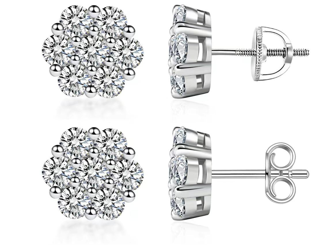 Factory Diamond Honeycomb Earrings 14k white & Yellow Gold