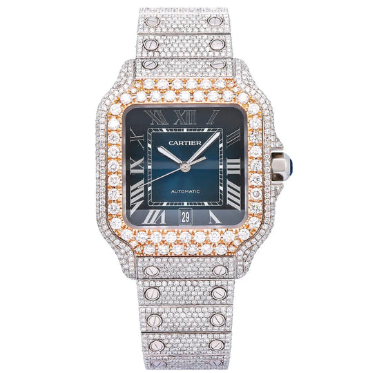 CARTIER SANTOS WSSA0030 40MM BLUE DIAL WITH 17.95 CT DIAMONDS